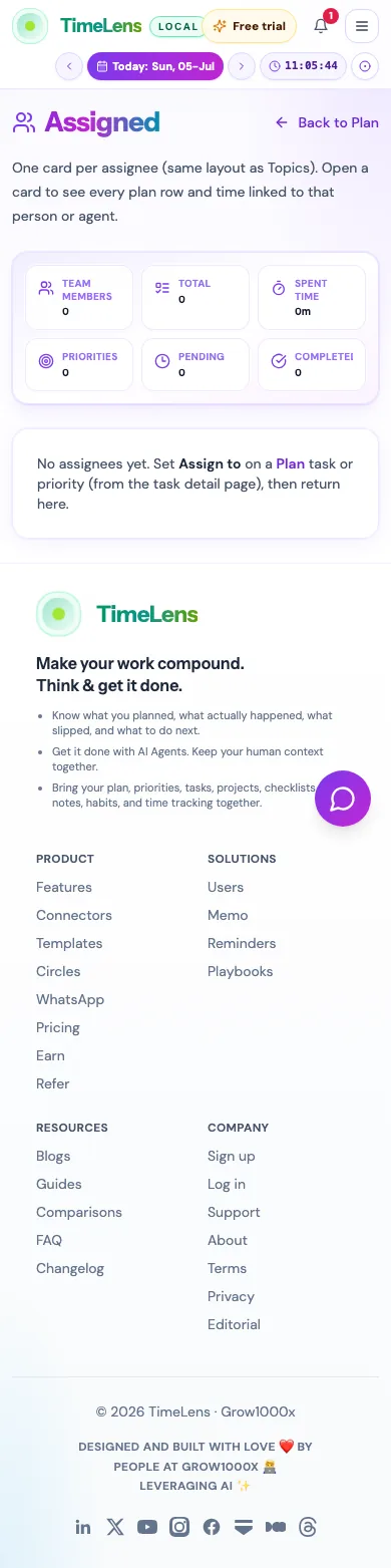 Actual TimeLens Assignments screen on mobile