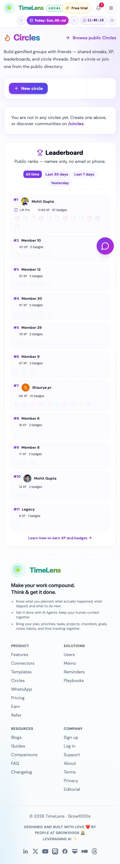 Actual TimeLens Circles screen on mobile